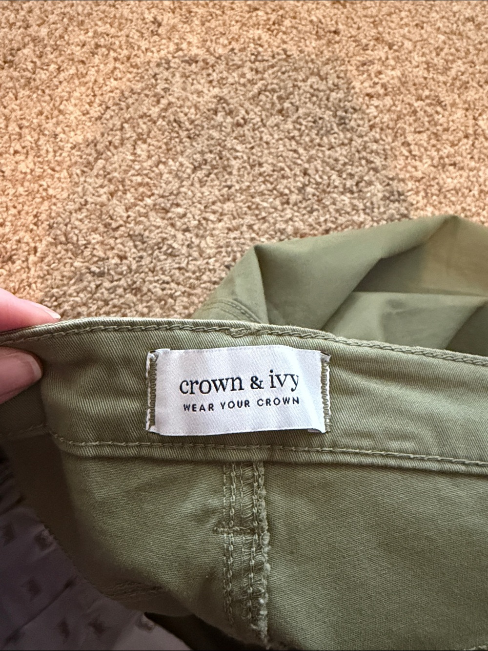 crown & ivy Olive Green Casual Skirt